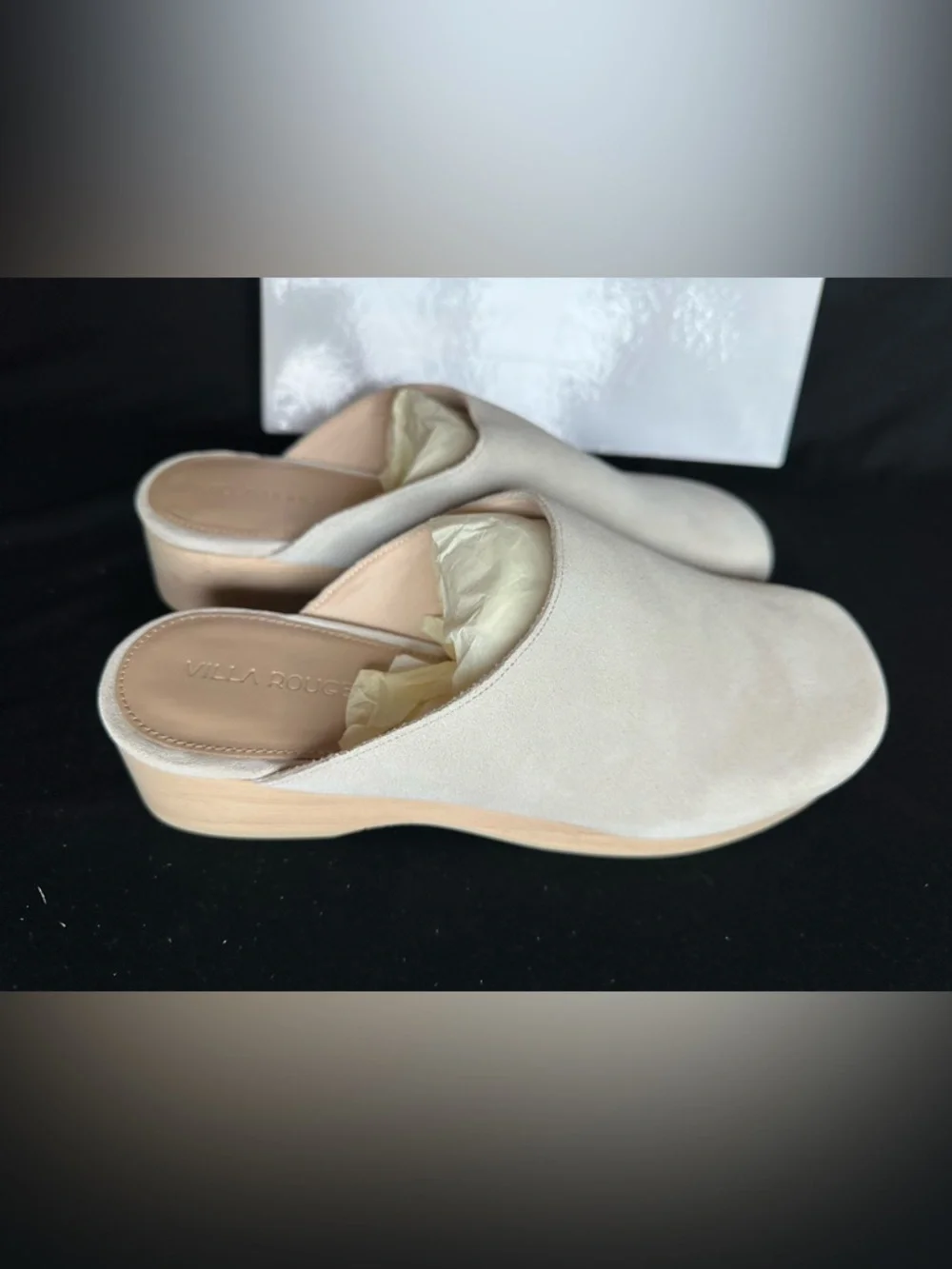Villa Rouge Valencia Minimalist Light Grey mules Suede Slip-On Clog - Picture 7 of 16